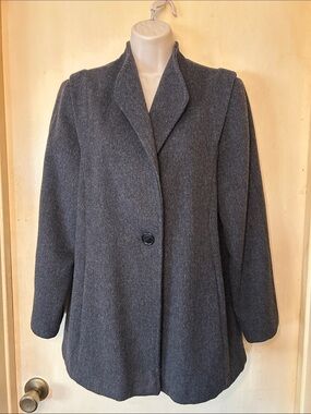 Nordstrom 100% Wool Charcoal Gray Single-Button Pea Coat size M